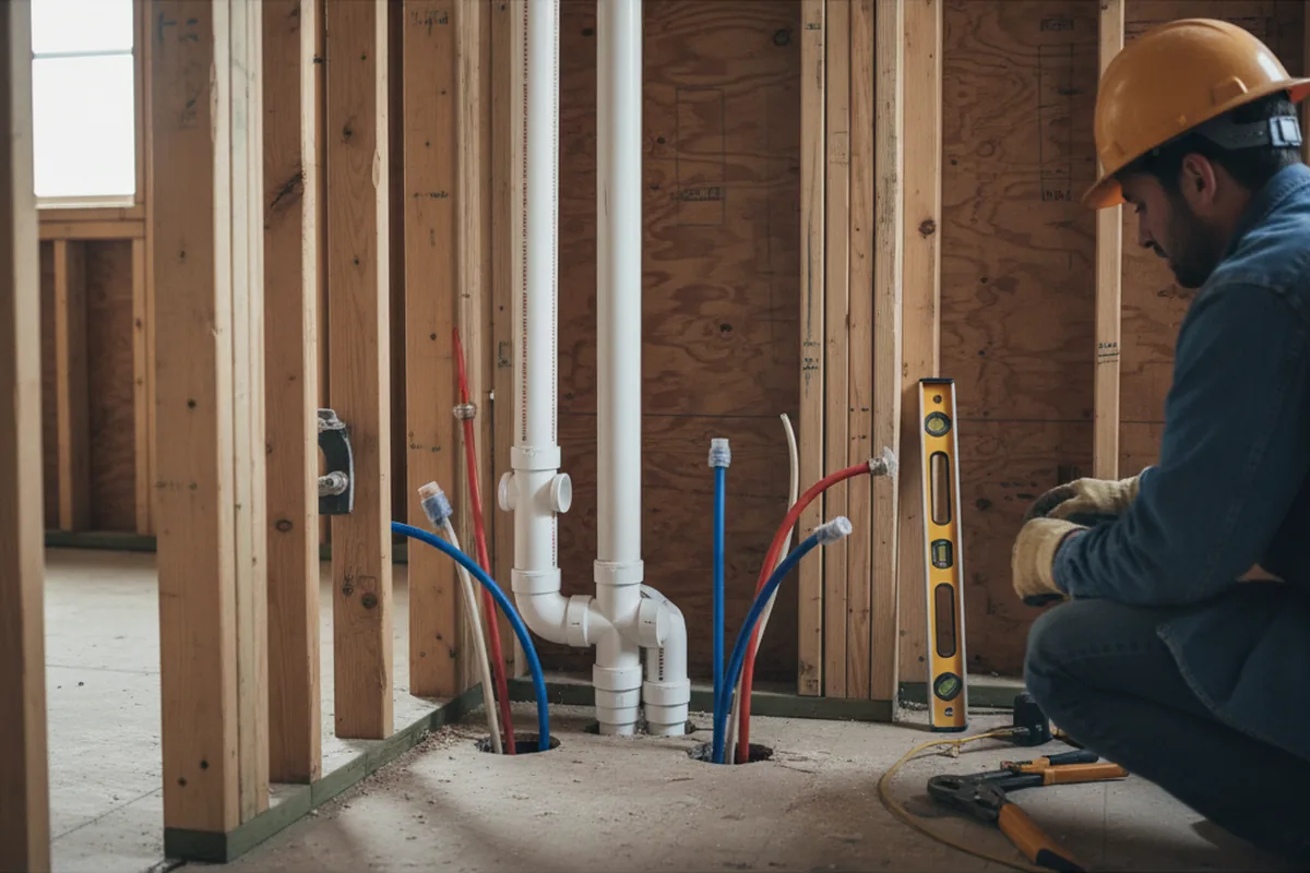 Drain and supply rough-in during Leak Detection in Newhall